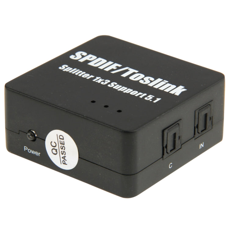 Adattatore di alimentazione SPDIF / TOSLINK Amplificatore splitter audio ottico digitale 1x3 Supporta 5.1, Supports 5.1 Adattatore di alimentazione SPDIF / TOSLINK Amplificatore splitter audio ottico digitale 1x3 Supporta 5.1, Supports 5.1
